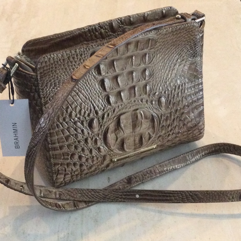 Brahmin Carrie Crossbody Croc Embossed Leather Bag - Picture 10 of 16